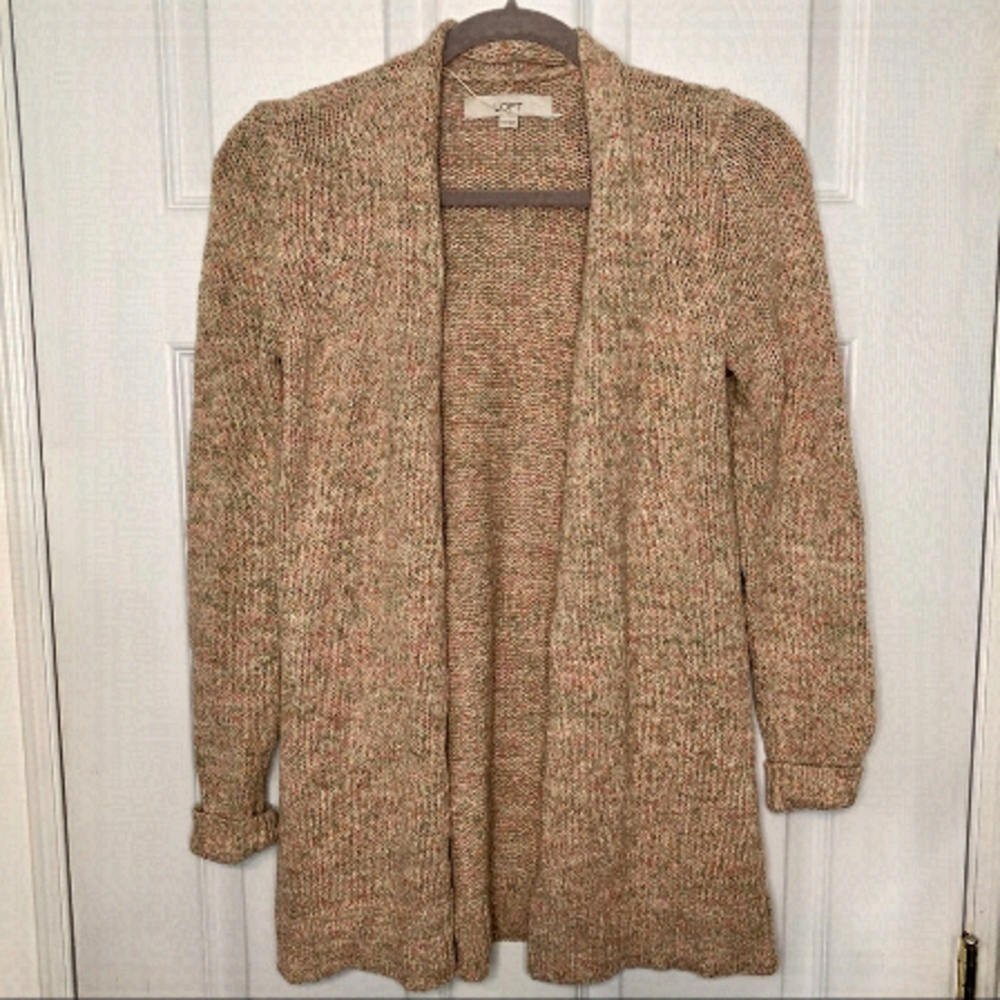 𝅺LOFT Knit Light Pink Cozy Multicolour Cotton Blend Cardigan XXS